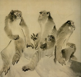 長沢蘆雪「群猿図」（襖絵・部分）大乗寺　