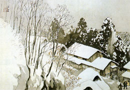 川合玉堂「山村宿雪」（個人蔵）