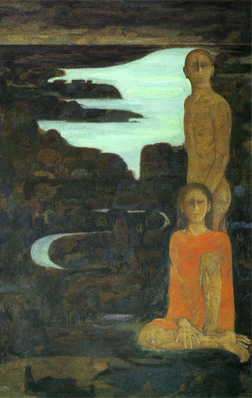 高山 辰雄「行人」