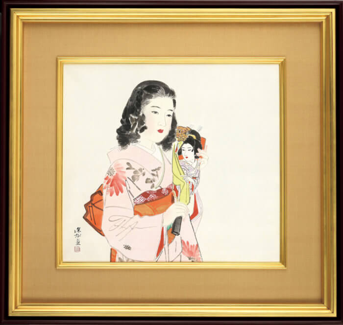 伊東 深水「羽子板」