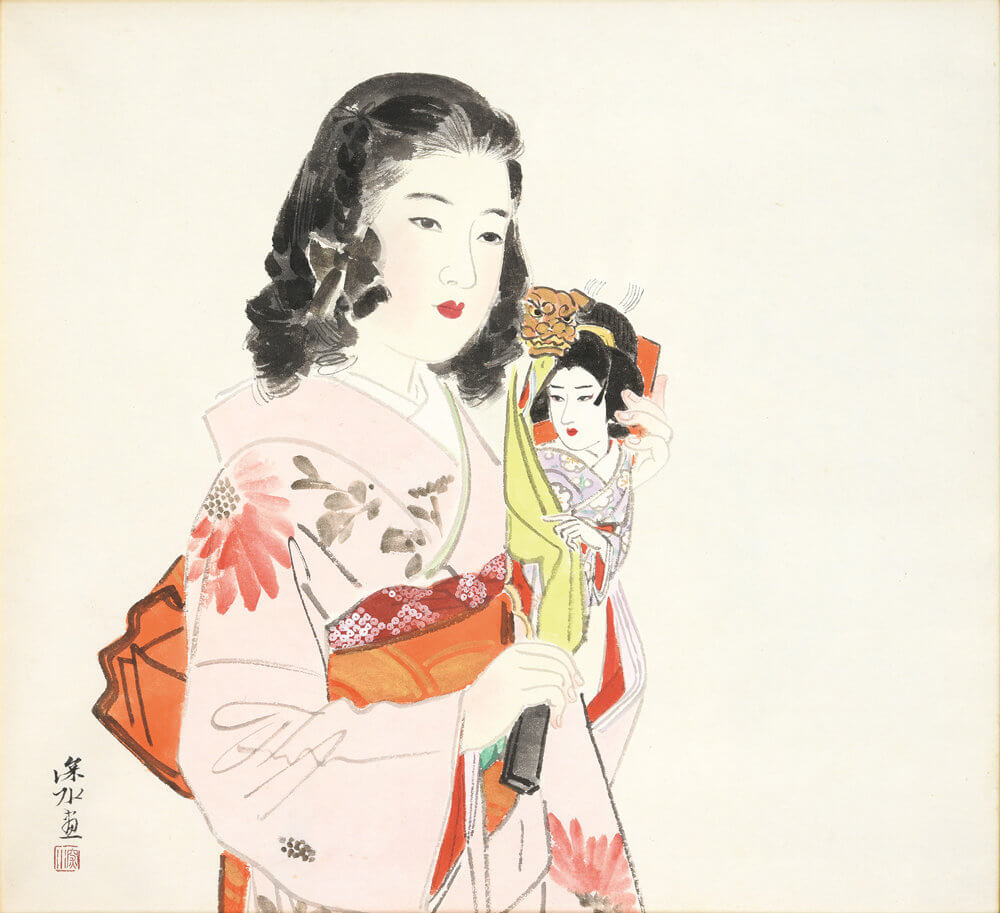 伊東深水「羽子板」