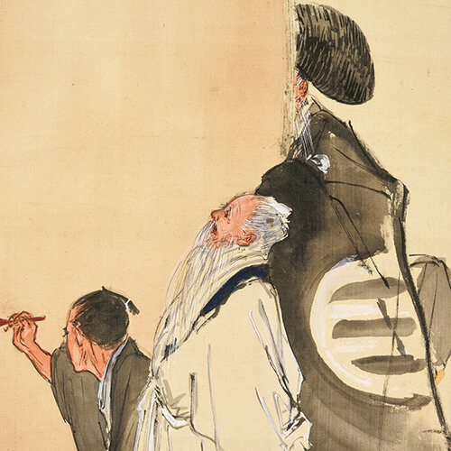 半身が瓢箪に隠れた人物は、左兵衛督直義（足利直義）。