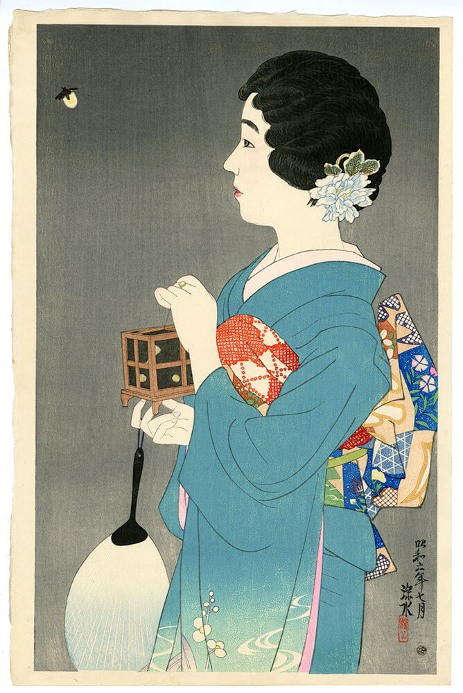 伊東深水「虫かご」