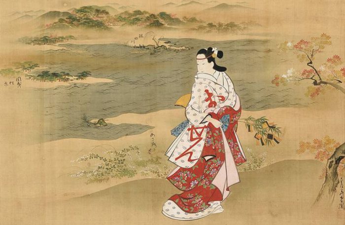 宮川 長春「墨堤美人之図」