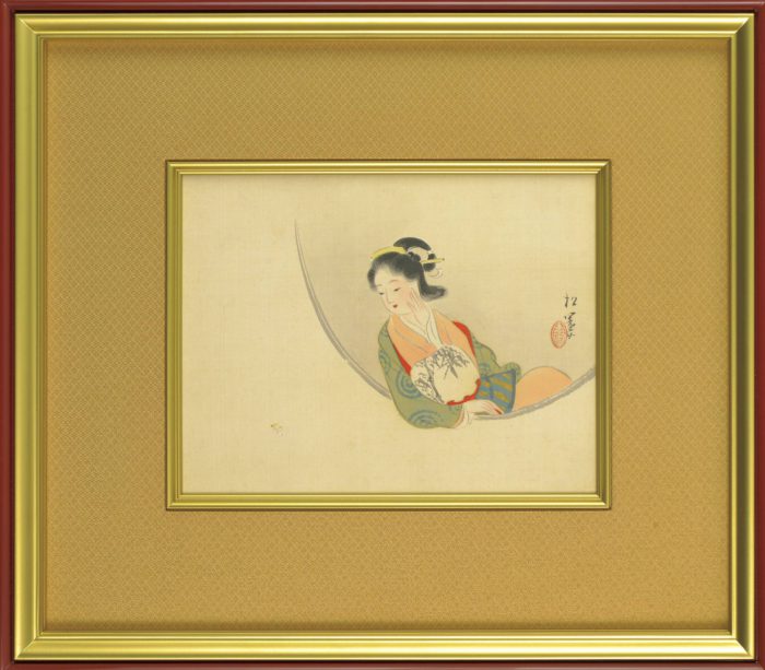 上村 松園「春窓美人（画帳の一葉）」