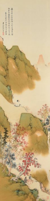 小室 翠雲「武陵桃源図 楓林停車図」