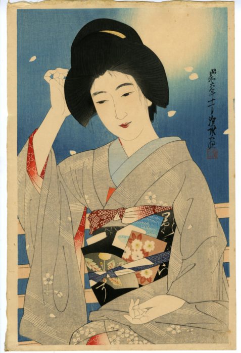 伊東 深水「現代美人集第二輯 おぼろ月」