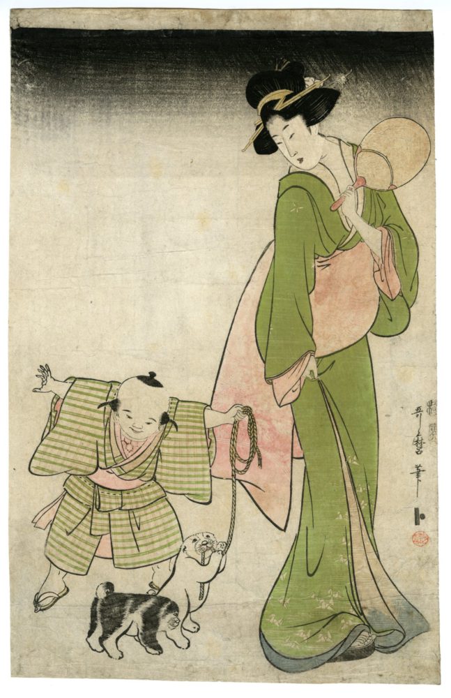 歌麿「美人と犬　夏の宵」　価格450,000 円（税込）