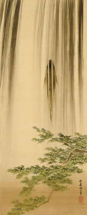 鈴木 松年「瀑布登鯉図」