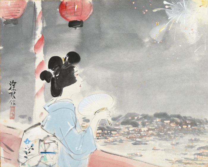 伊東 深水「花火」