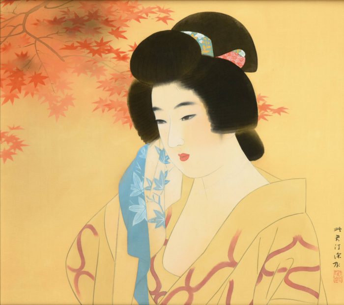 伊東 深水「出湯」