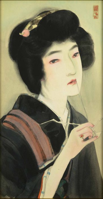 伊東 深水「想ひ」