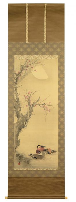 今尾景年「梅月鴛鴦図」