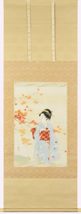 伊藤 小坡「紅葉の頃 雪の朝」