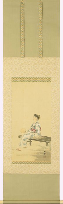 川合 玉堂「少女納涼図」